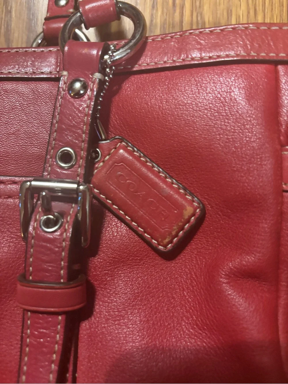 Vintage Coach Gallery East West Tote in Cherry Red